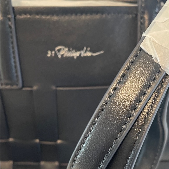 Black Woven Leather Tote Bag - Picture 8 of 9